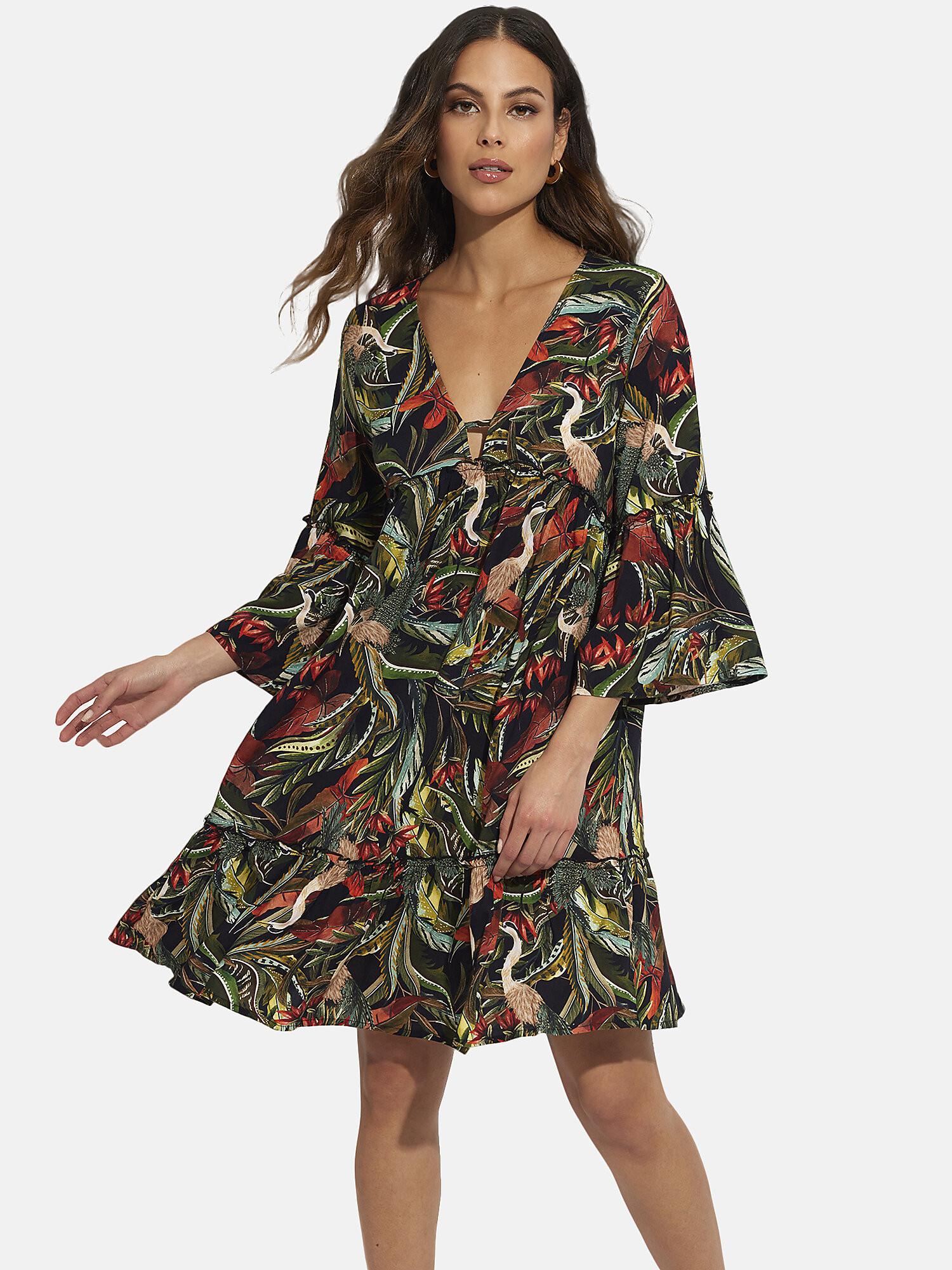 Image of Strandkleid Dreiviertel-ärmel Galapagos Unisex Schwarz XL