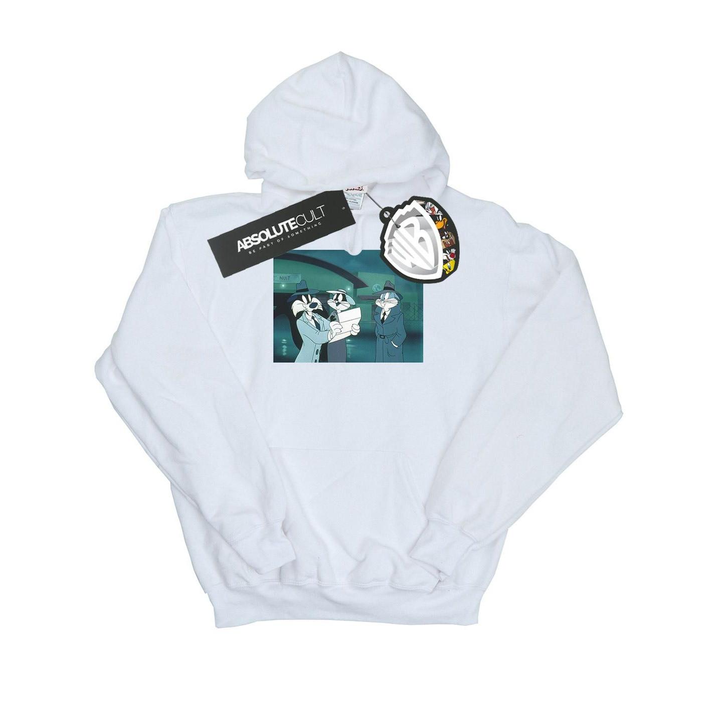 Image of Bugs Bunny Sylvester Letter Kapuzenpullover Unisex Weiss 128