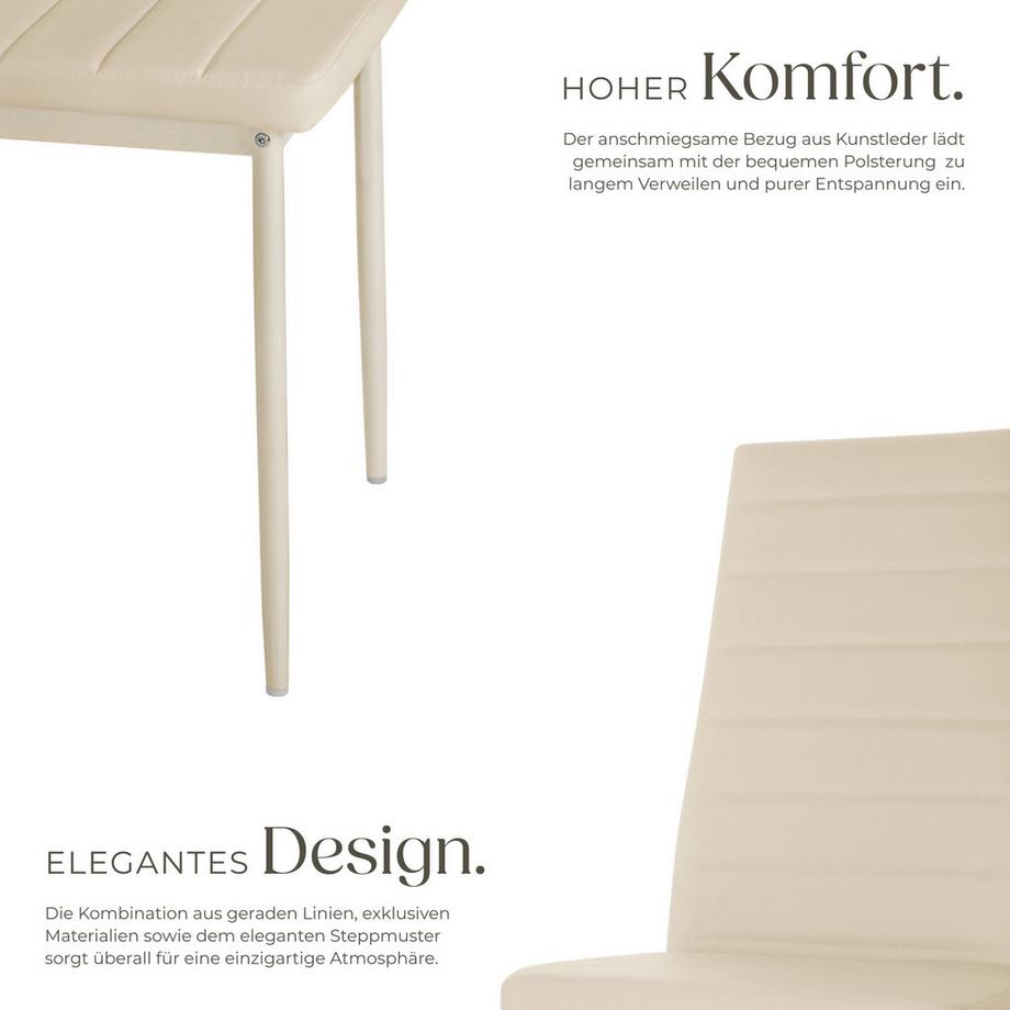 Tectake Set di sedie per sala da pranzo Thomas  imbottite con rivestimento in ecopelle  