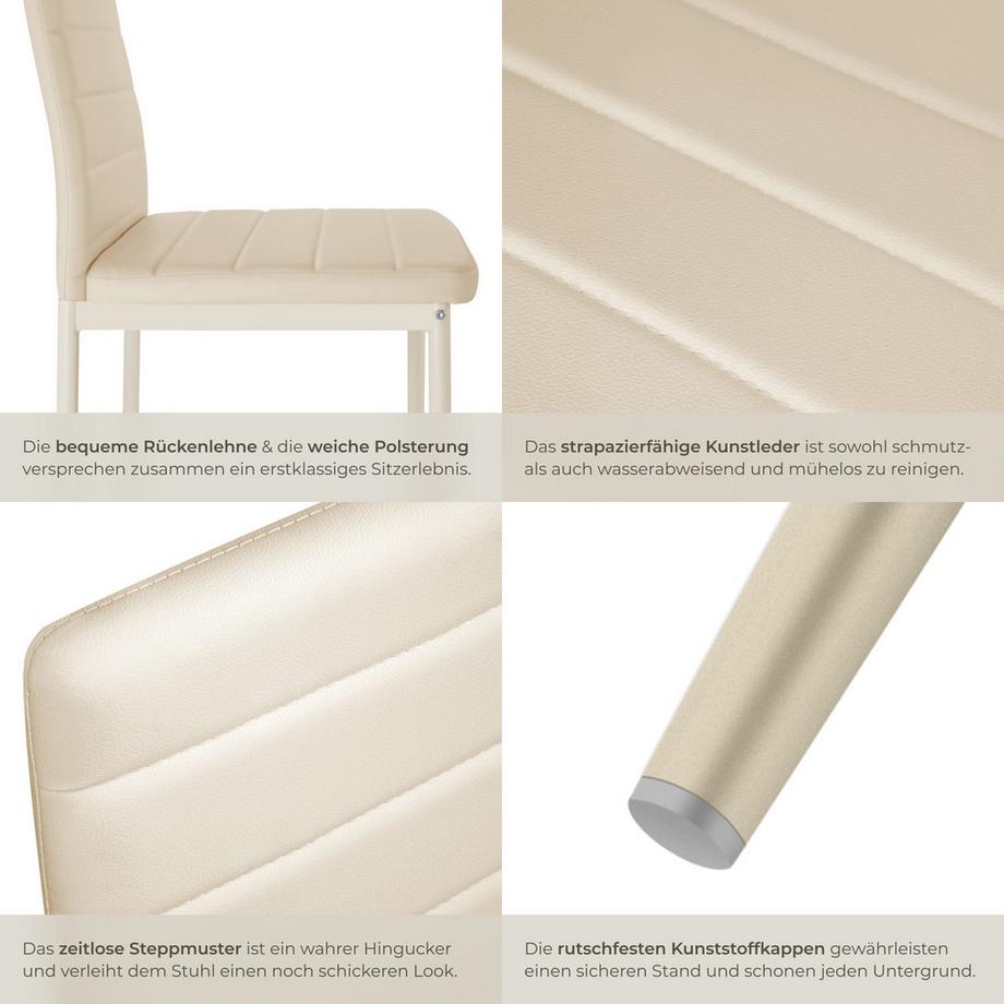 Tectake Set di sedie per sala da pranzo Thomas  imbottite con rivestimento in ecopelle  