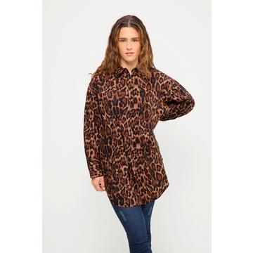 Camicia dal taglio oversize con design leopardato, collo da camicia e maniche lunghe