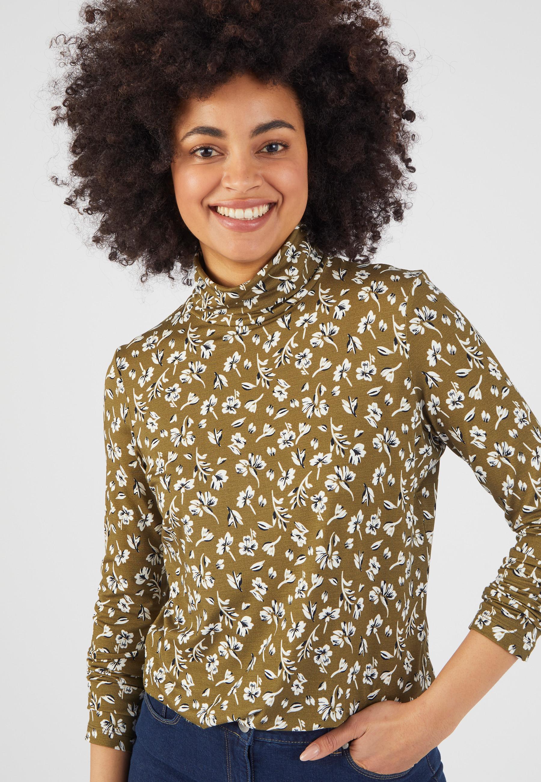 Image of Rollkragen-unterziehpullover Aus Fliessendem Jersey. Damen Grün 50/52