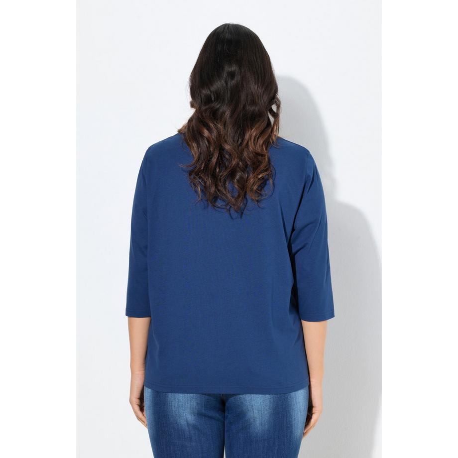 Ulla Popken Maglia Stampa Foto Scollo Rotondo Maniche 3/4  