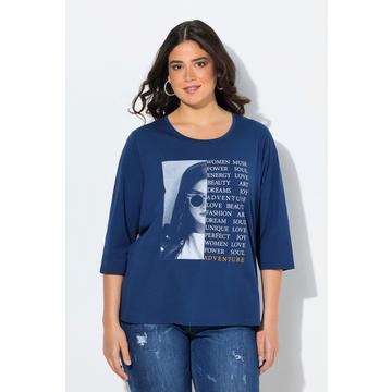 Maglia con scritta, design fotografico scollo a girocollo e maniche a 3/4