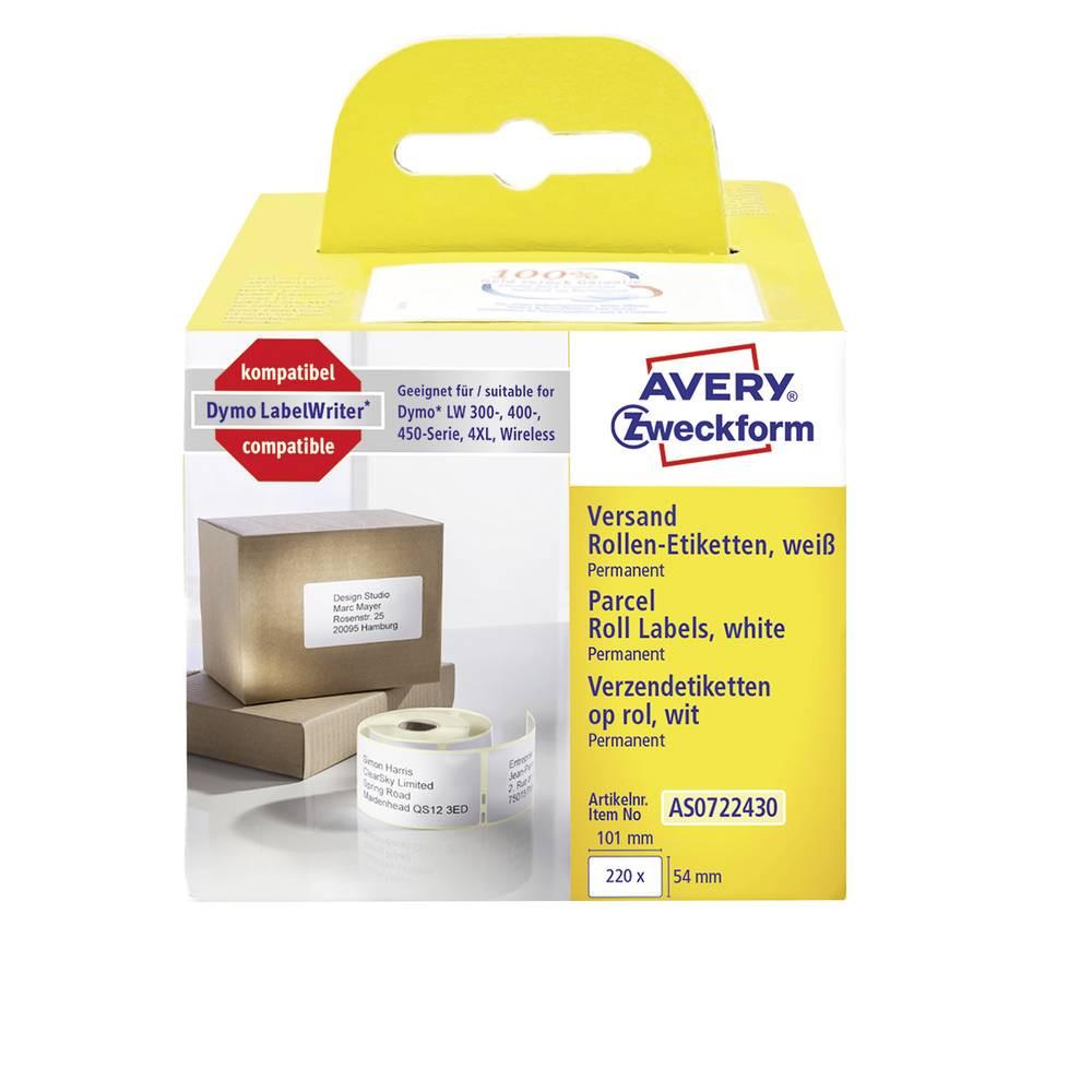 Avery-Zweckform  Rotolo di etichette 101 x 54 mm Carta Bianco 220 pz. A tenuta permanente Etichetta per spedizi 