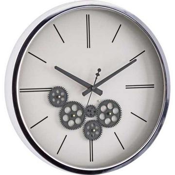 Horloge murale Engrenage 46 noir et blanc