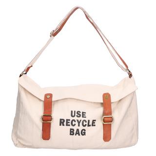 Gave Lux  Sac d'épaule Sac à bandoulière en cuir véritable + toile . Produit entièrement construit avec des matériaux de récupération et/ou recyclés. 