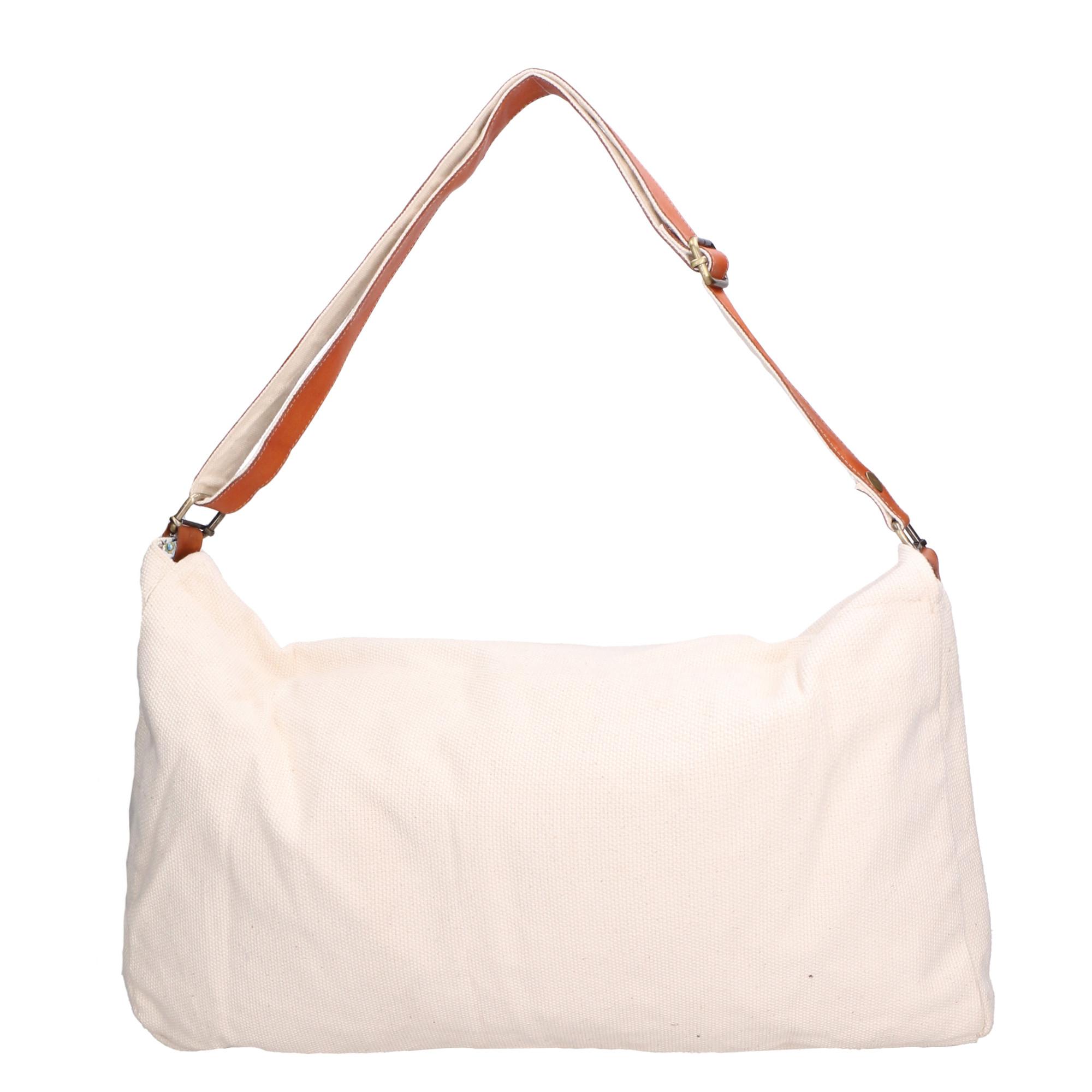 Gave Lux  Sac d'épaule Sac à bandoulière en cuir véritable + toile . Produit entièrement construit avec des matériaux de récupération et/ou recyclés. 