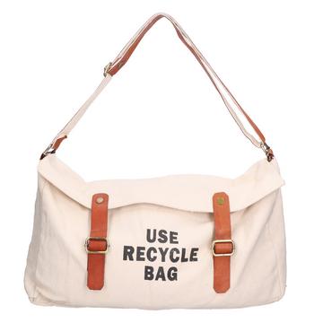 Sac d'épaule Sac à bandoulière en cuir véritable + toile . Produit entièrement construit avec des matériaux de récupération et/ou recyclés.