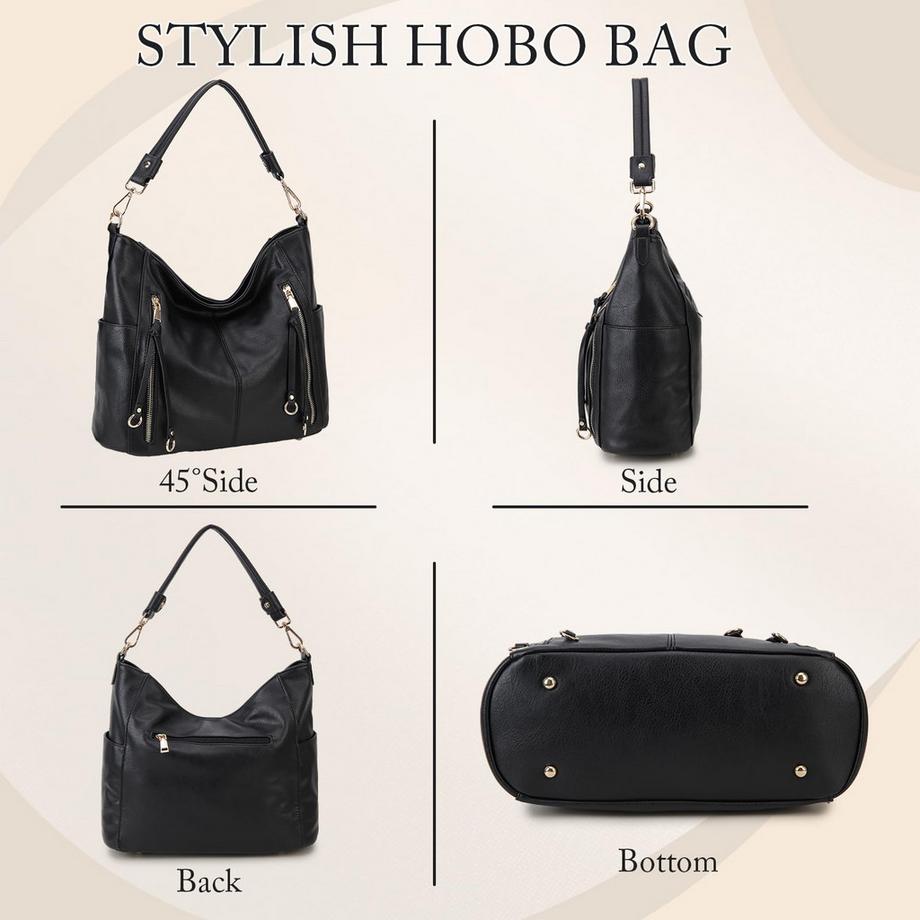 Only-bags.store Stilvolle Hobo-Tasche mit abnehmbarem Schultergurt und Geldbeutel-Set  
