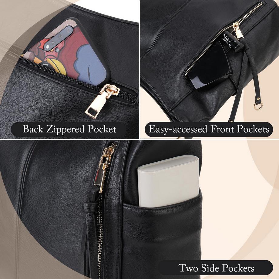 Only-bags.store Stilvolle Hobo-Tasche mit abnehmbarem Schultergurt und Geldbeutel-Set  