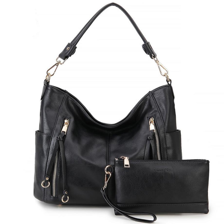 Handtasche, Umhängetasche, Shopper-Hobo-Taschen, Geldbeutel-Set, große Umhängetasche mit abnehmbarem Schultergurt, 2 Stück