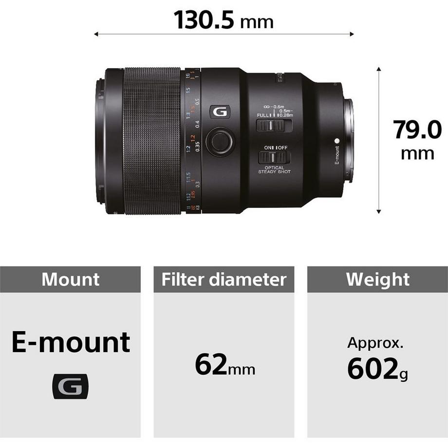 SONY  FE 90mm F/2.8 Makro G OSS Spiegelloses Objektiv Schwarz 