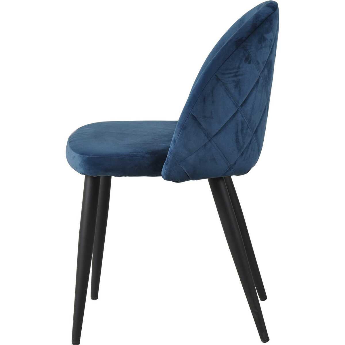 mutoni Chaise velours bleu (lot de 2)  