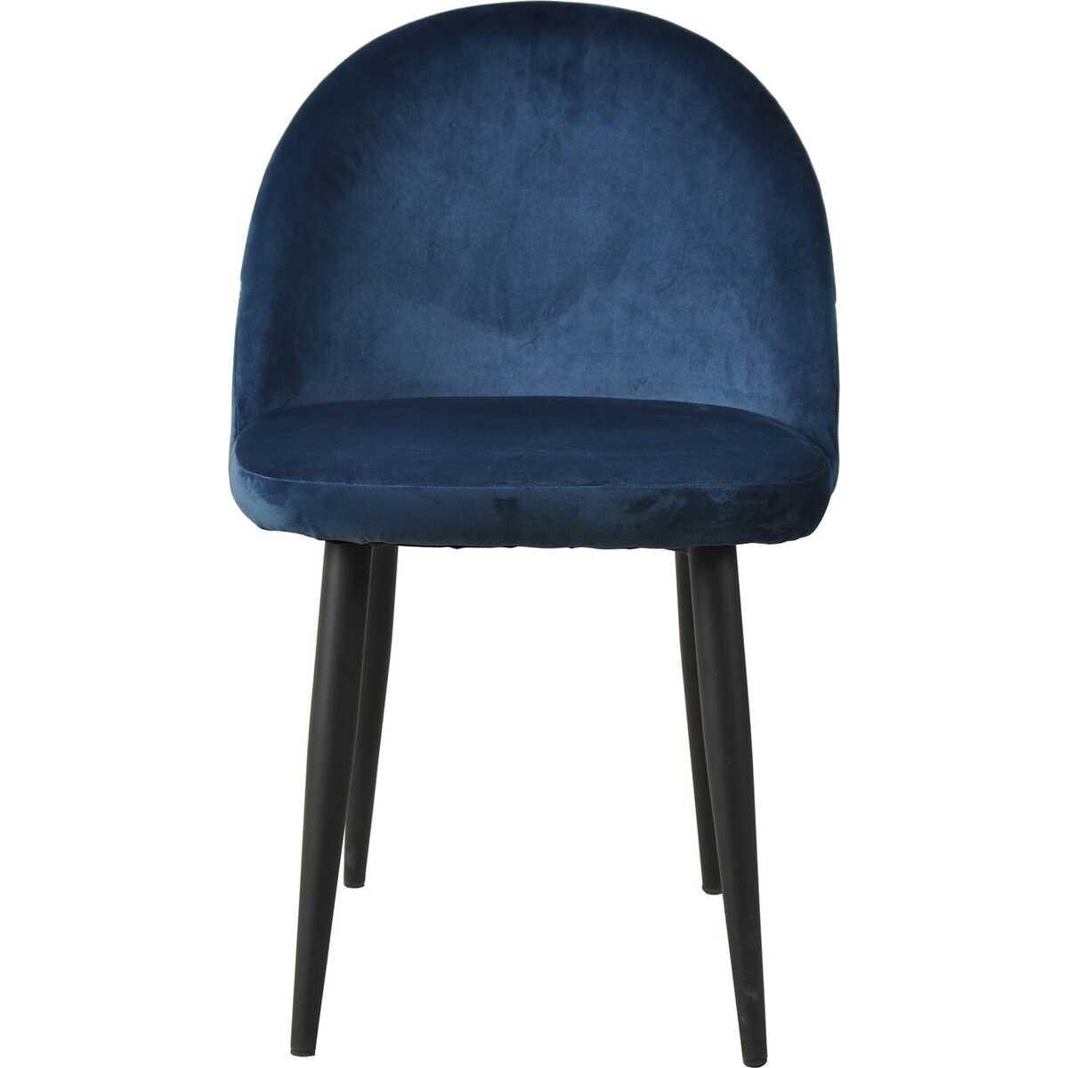 mutoni Chaise velours bleu (lot de 2)  