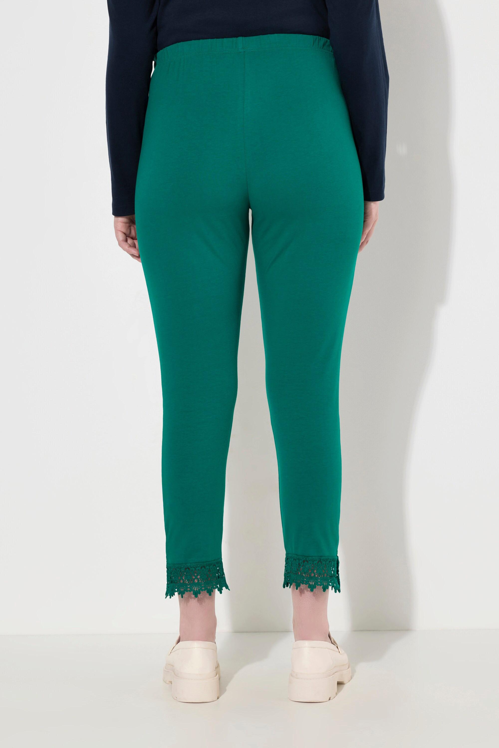 Ulla Popken  7/8-Leggings, Saumspitze, Biobaumwolle 