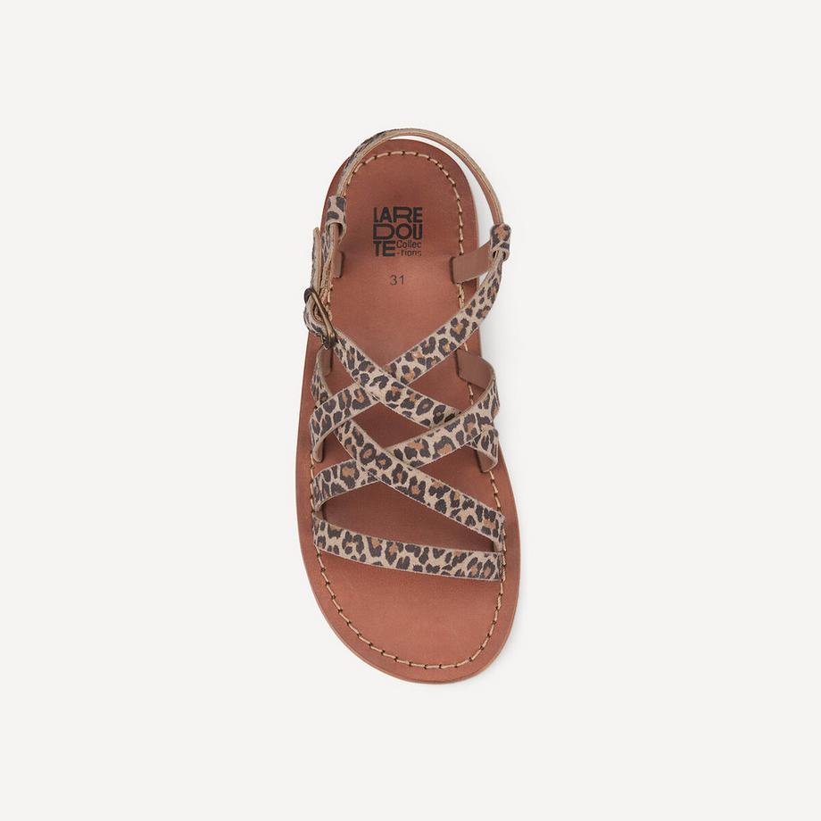 La Redoute Collections Sandales en cuir à lanières imprimé léopard  