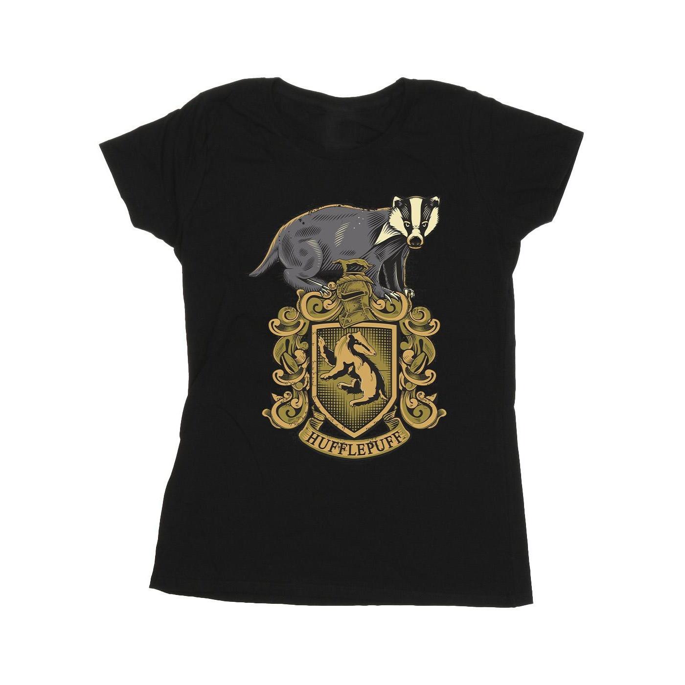 Image of Hufflepuff Sketch Crest Tshirt Damen Schwarz L