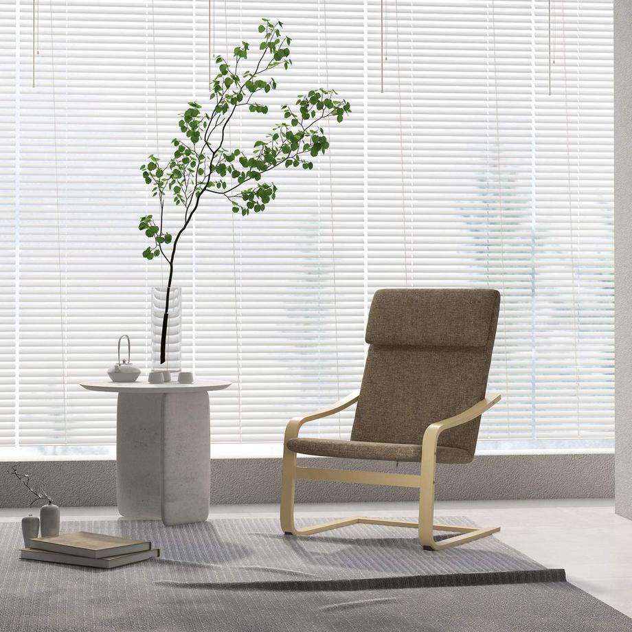 Northio Chaise De Relaxation, Balançoire Avec Oreiller, Aspect Lin, Bois De Bouleau, Marron  