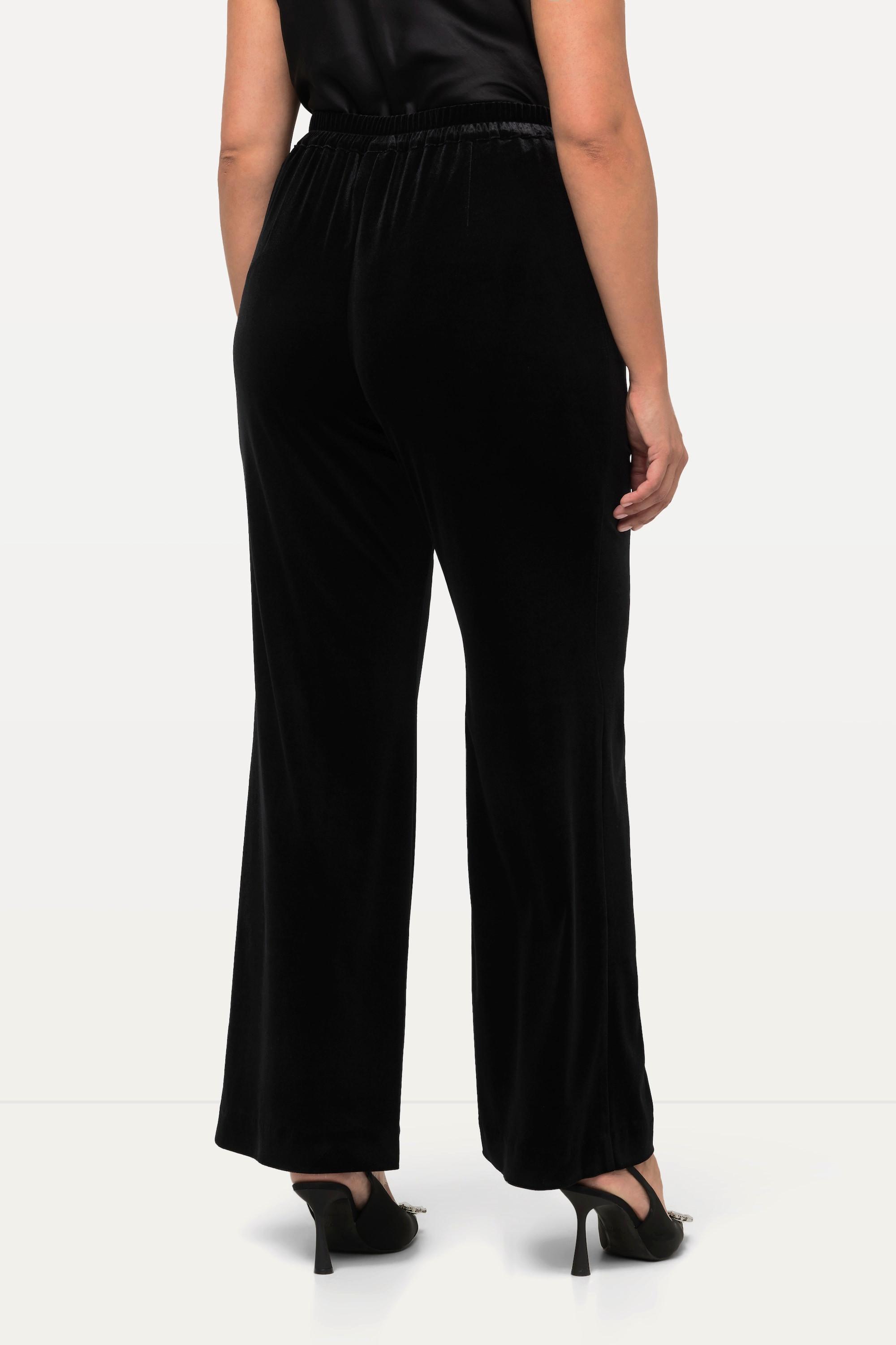 Ulla Popken  Pantalon de tailleur en velours, coupe évasée, ceinture confortable 