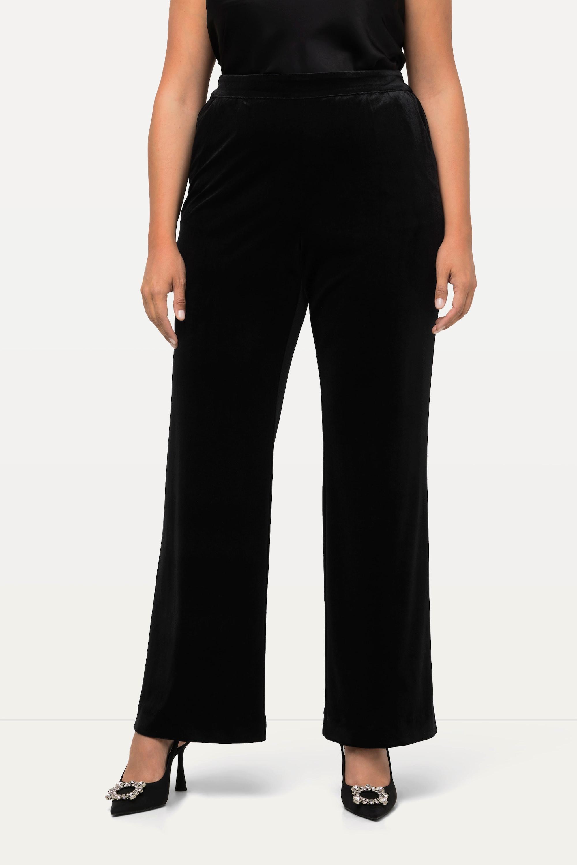 Ulla Popken  Pantalon de tailleur en velours, coupe évasée, ceinture confortable 