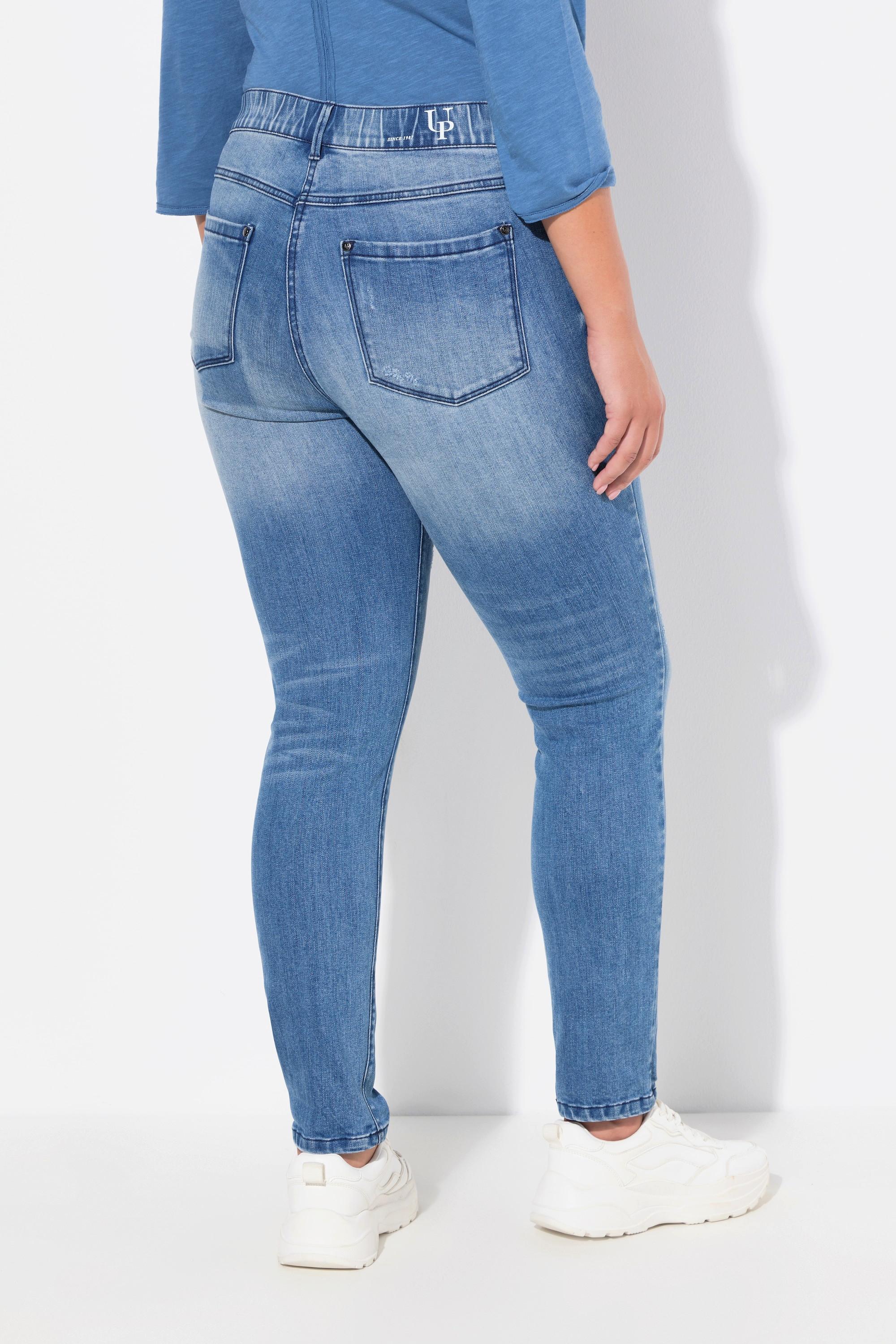 Ulla Popken  Jean Sarah à effet moucheté, jambe étroite et tissu stretch 