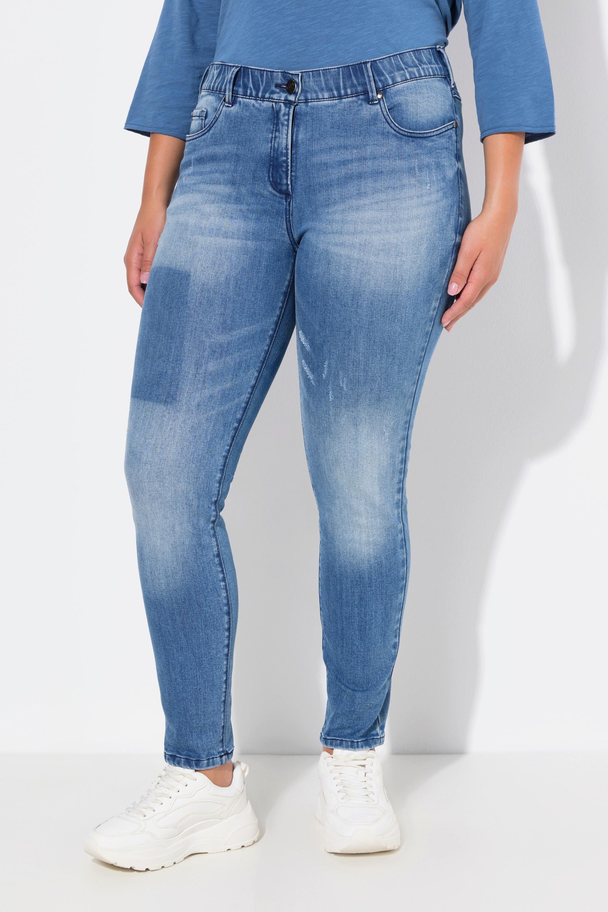 Ulla Popken  Jean Sarah à effet moucheté, jambe étroite et tissu stretch 