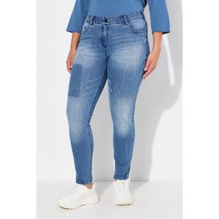 Ulla Popken  Jean Sarah à effet moucheté, jambe étroite et tissu stretch 