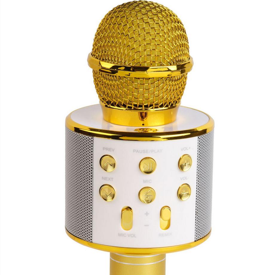 DENVER  Microfono karaoke Bluetooth con altoparlante integrato. Oro 