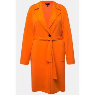 Ulla Popken  Jersey-Trenchcoat, Reverskragen, Bindegürtel, Raglan-Langarm 