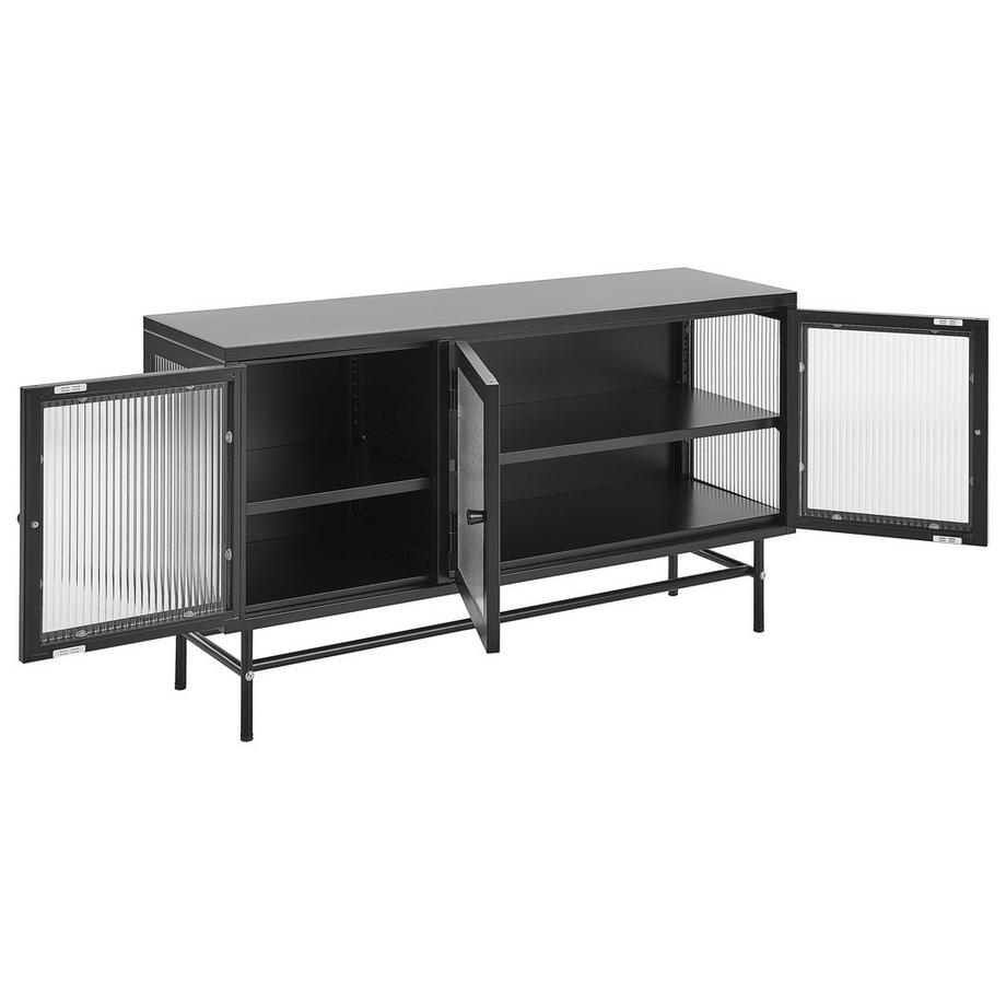 Beliani Buffet avec vitrine en verre en Acier Moderne DEVON  