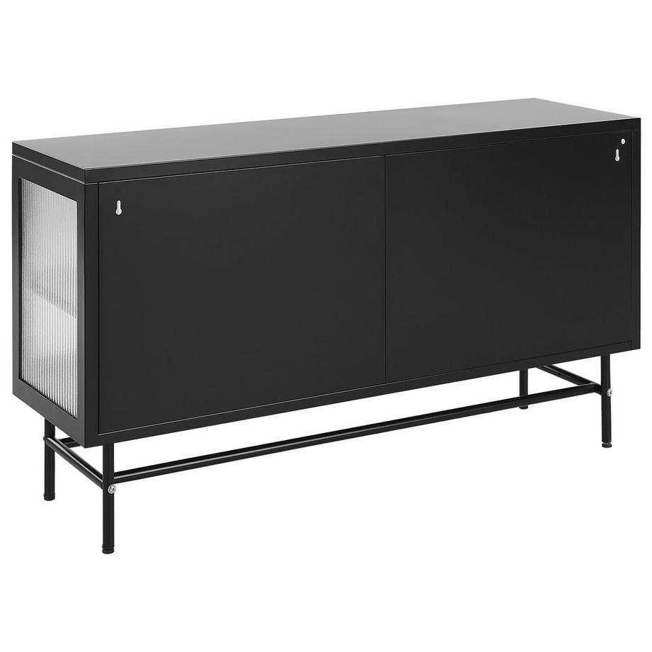 Beliani Buffet avec vitrine en verre en Acier Moderne DEVON  