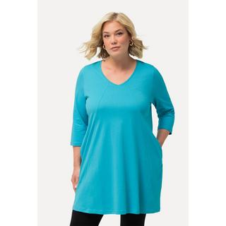 Ulla Popken  Longshirt, Ziernähte, A-Linie, V-Ausschnitt, 3/4-Arm 