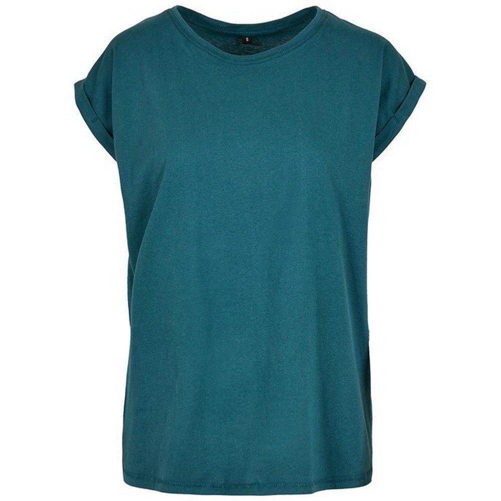 Image of Dame Verlängerte Schulter Tshirt Damen Taubenblau L
