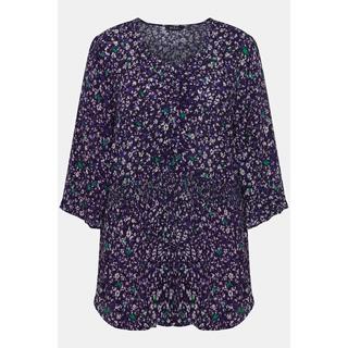 Ulla Popken  Bluse, Smokeinsatz, V-Ausschnitt, 3/4-Arm 