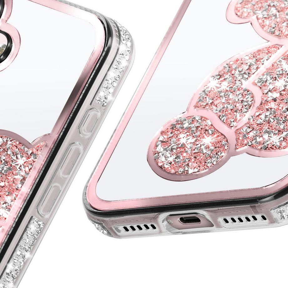 Avizar  Coque Paillette iPhone 16 Ourson Rose 