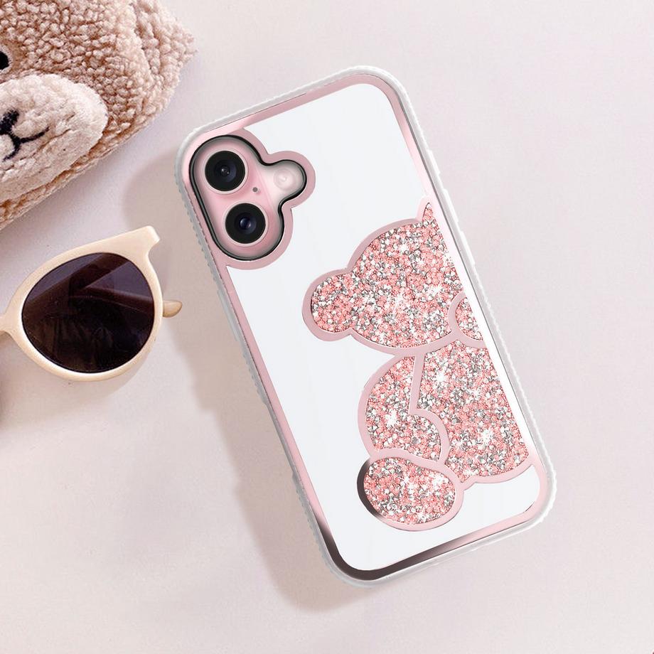 Avizar  Coque Paillette iPhone 16 Ourson Rose 