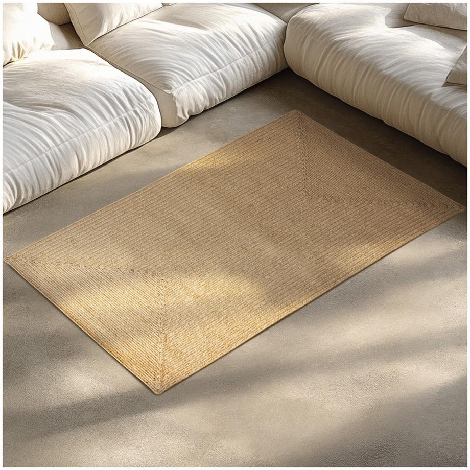 Tapis tressé style bohème VIBE en jute et fibres synthétiques