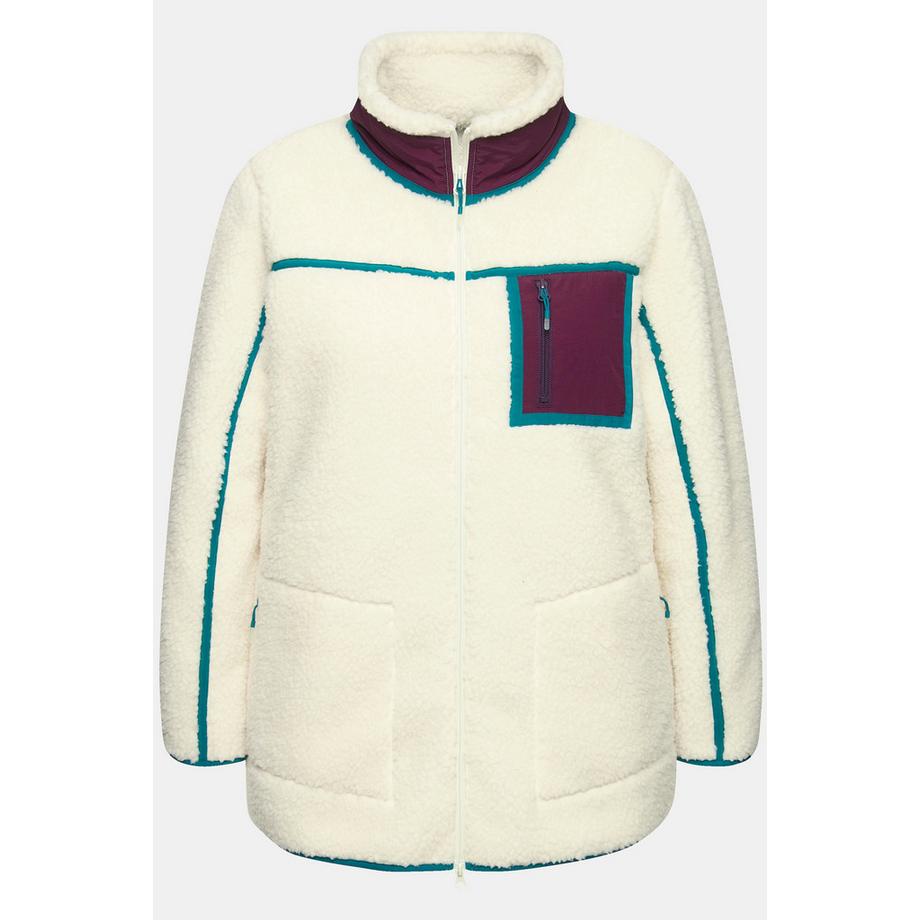 Ulla Popken Teddy Fleecejacke Stehkragen Zwei Wege Zipper  