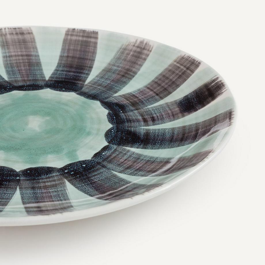 AM.PM Lot de 4 assiettes plates en grès rayé  