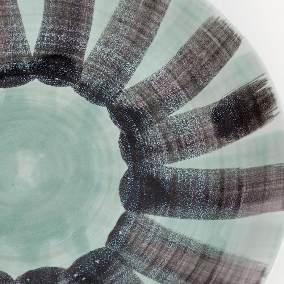 AM.PM Lot de 4 assiettes plates en grès rayé  