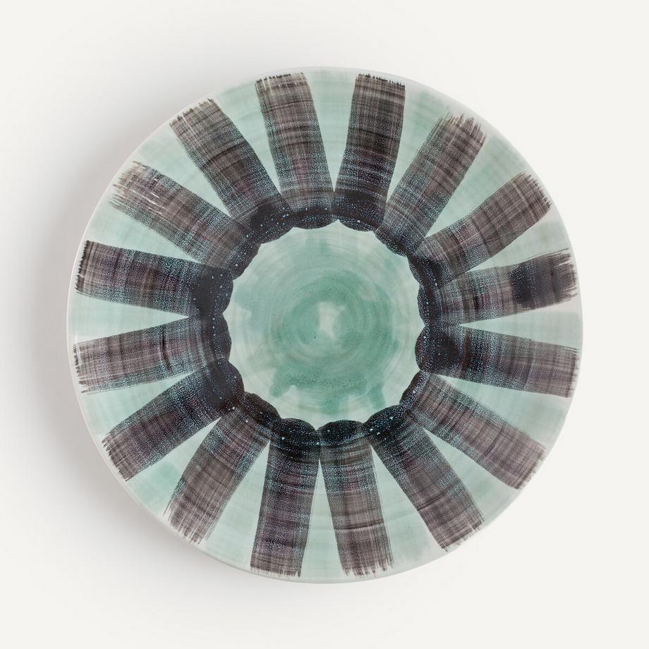 Lot de 4 assiettes plates en grès rayé