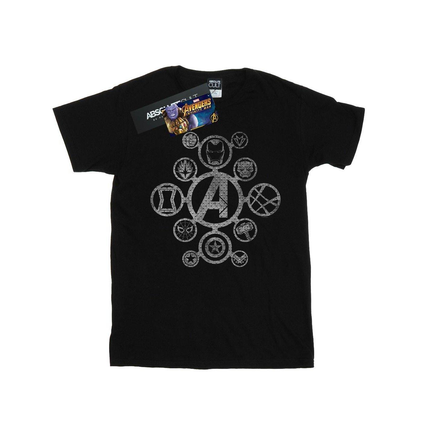 Image of Avengers Infinity War Distressed Metal Icons Tshirt Damen Schwarz 3XL