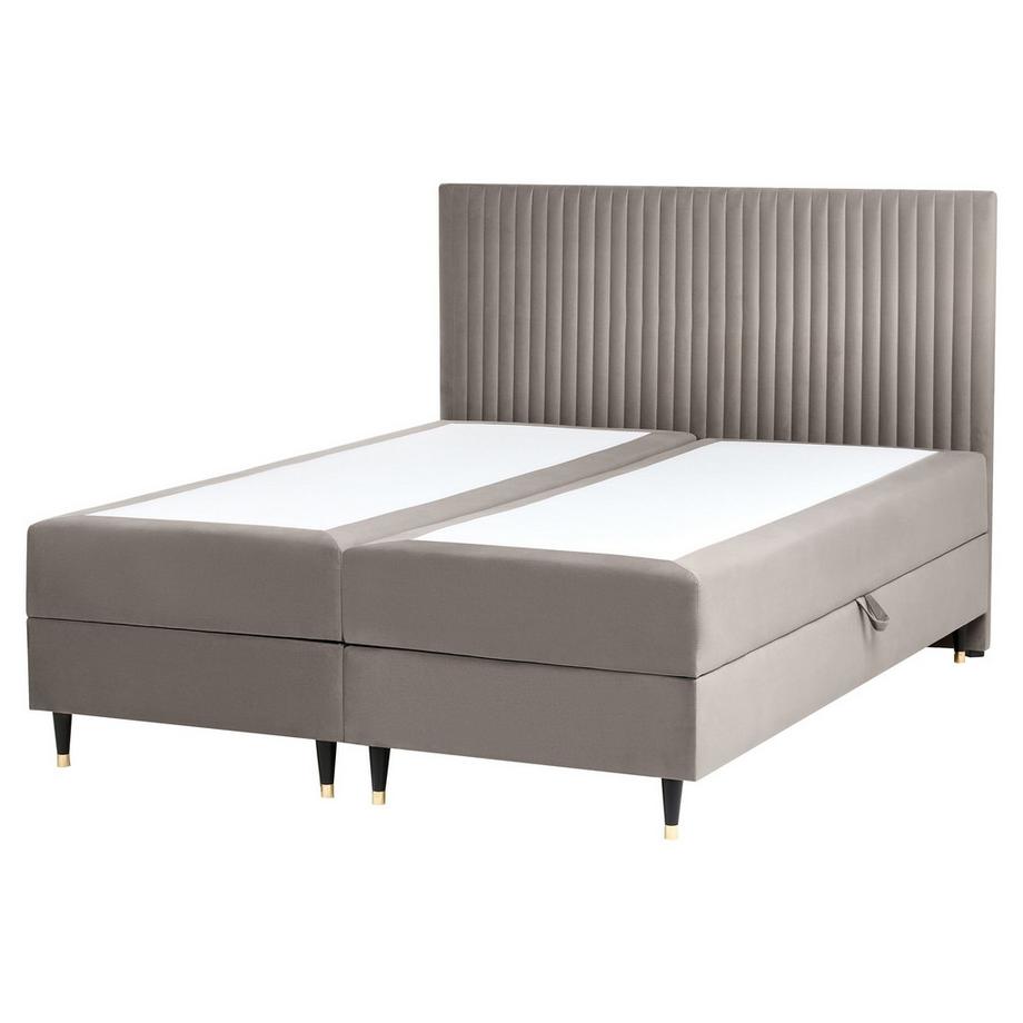 Beliani Lit boxspring avec rangement en Velours Scandinave DAME  