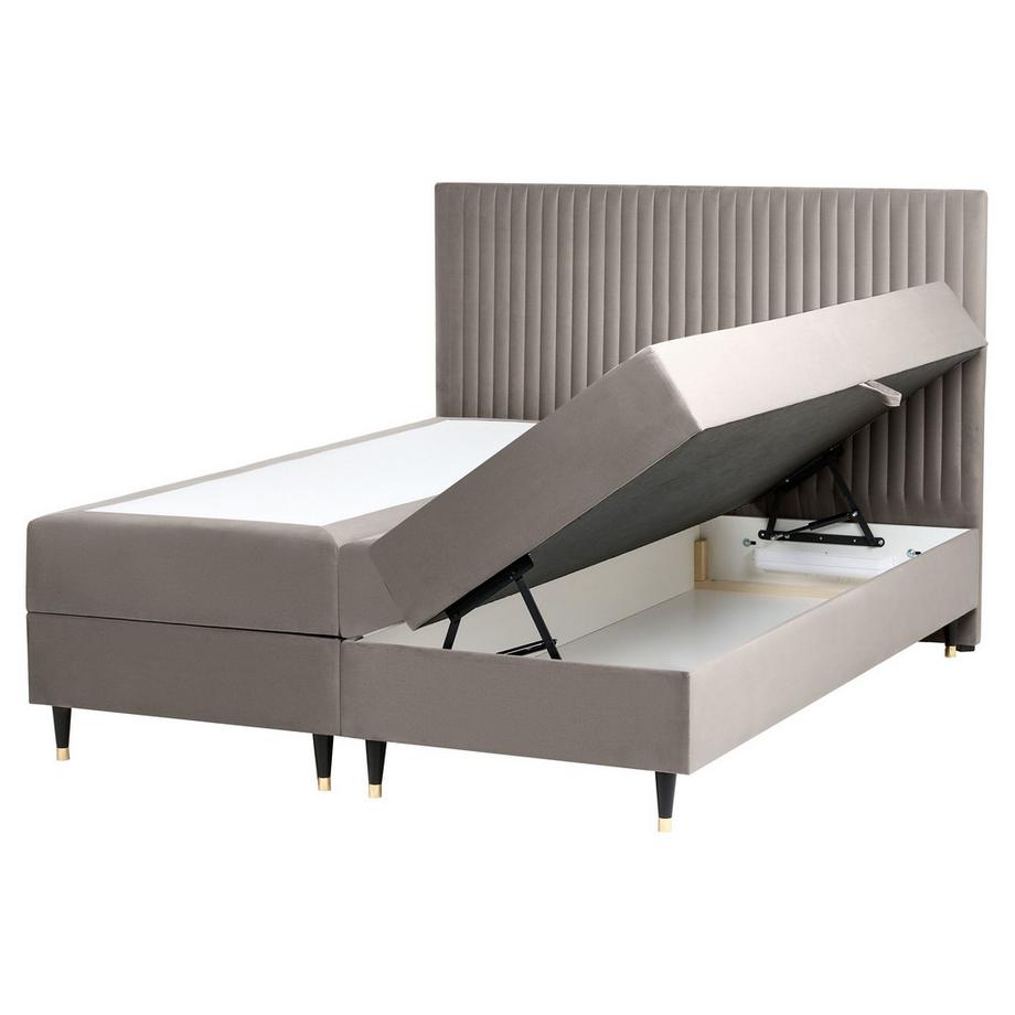 Beliani Lit boxspring avec rangement en Velours Scandinave DAME  