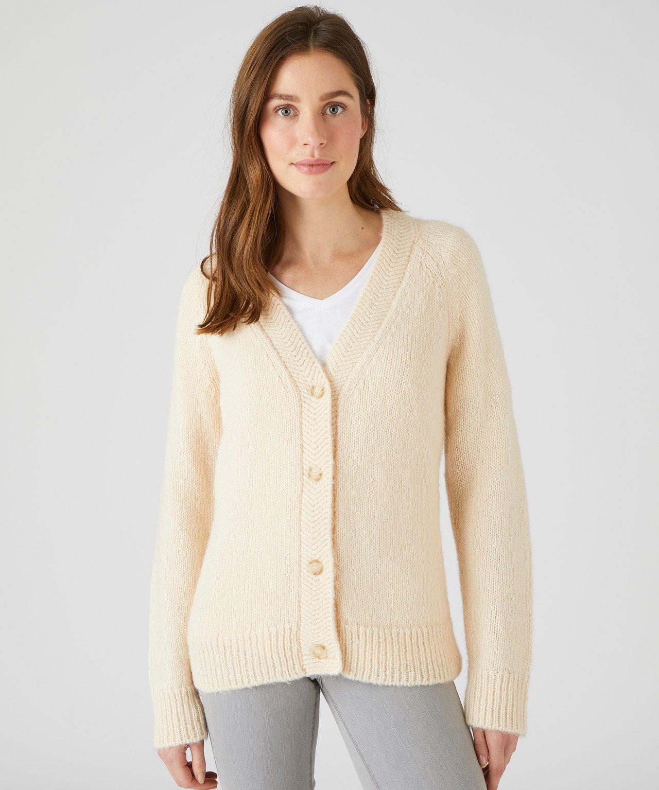 Image of Strickjacke Im Fischgratdessin, Mit Thermolactyl. Damen Braun 46-48