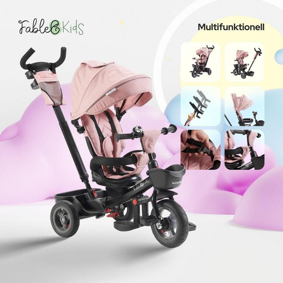 FableKids  Triciclo 5in1 Triciclo per Bambini Carrozzina Bicicletta Manubrio 