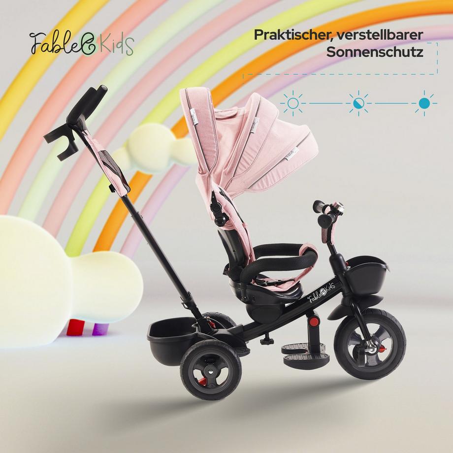 FableKids  Triciclo 5in1 Triciclo per Bambini Carrozzina Bicicletta Manubrio 