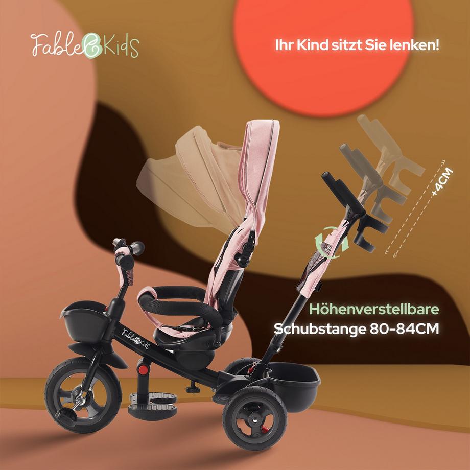 FableKids  Dreirad 5in1 Kinderdreirad Kinder Lenkstange Fahrrad Baby Kinderwagen 
