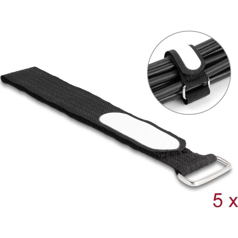 DeLock  Klettkabelbinder Schwarz 305 mm x 25 mm 5 Stück 